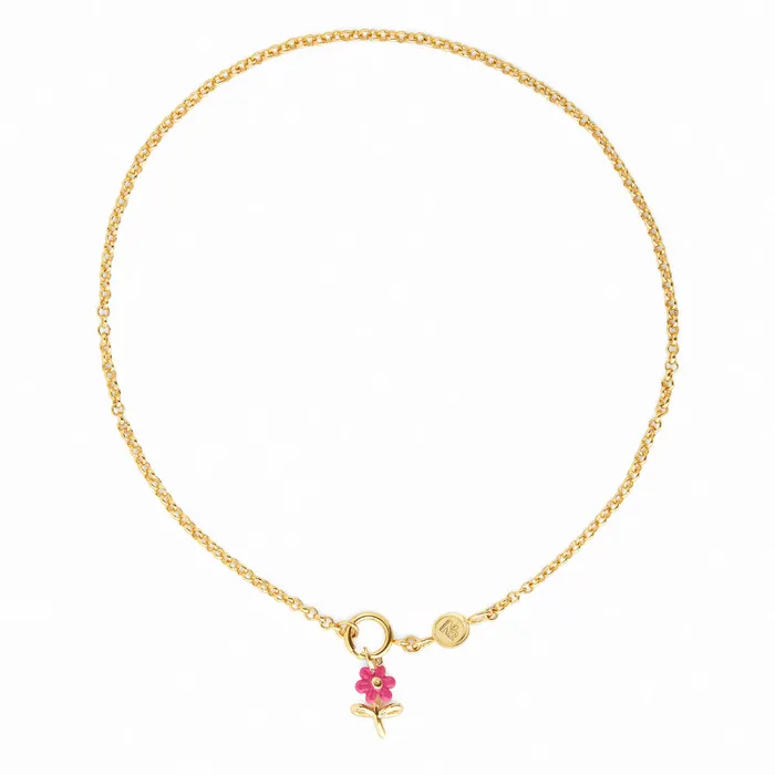 Charm Necklaces Les Nereides Les Nereides Pink Daisy Charm Charm Necklaces Les Nereides Les Nereides Pink Daisy Charm