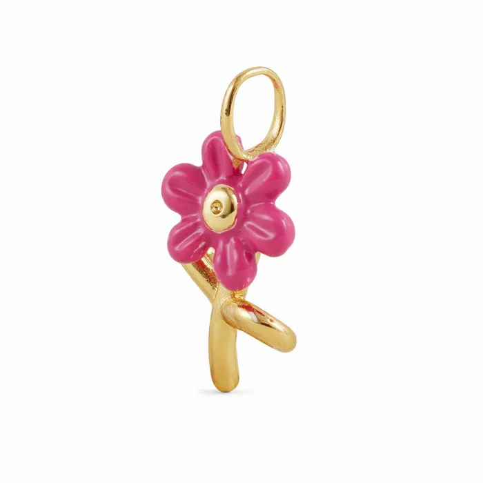 Charm Necklaces Les Nereides Les Nereides Pink Daisy Charm Charm Necklaces Les Nereides Les Nereides Pink Daisy Charm