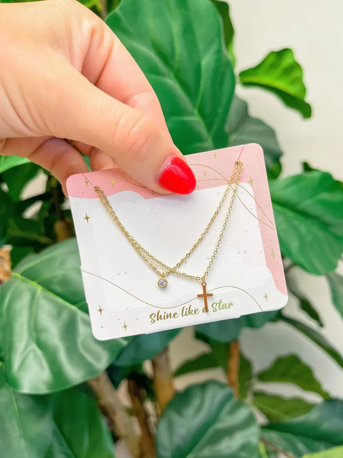 Cross Pendant Necklace Set Gold Prep Obsessed PR Necklaces