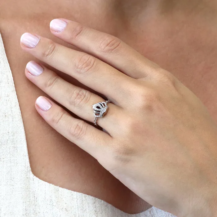 Crown CZ Chain Ring in Sterling Silver BERRICLE Rings