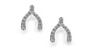 Cubic Zirconia Wishbone Stud Earrings Silver Prep Obsessed VP Earrings