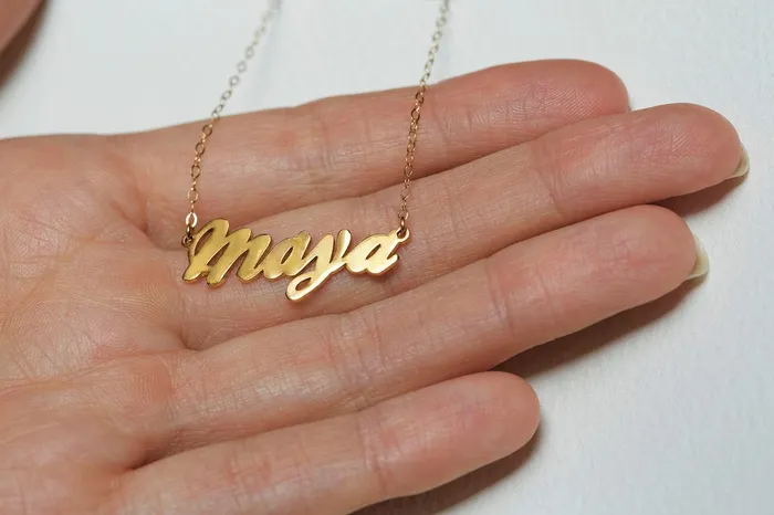 Custom Necklace 14K Simple Gold Name Necklaces capucinne Necklaces