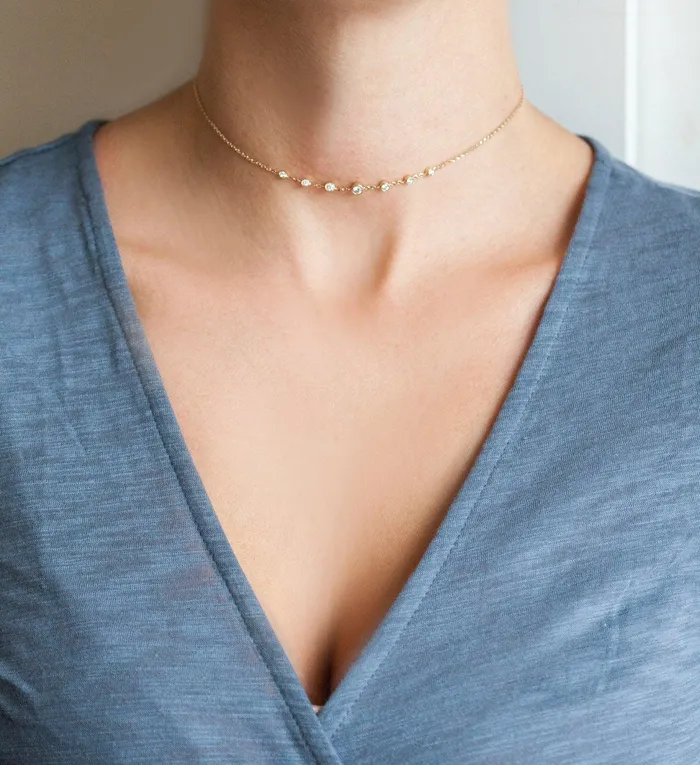 Diamond Choker Gold Choker Necklace Capucinne Necklaces