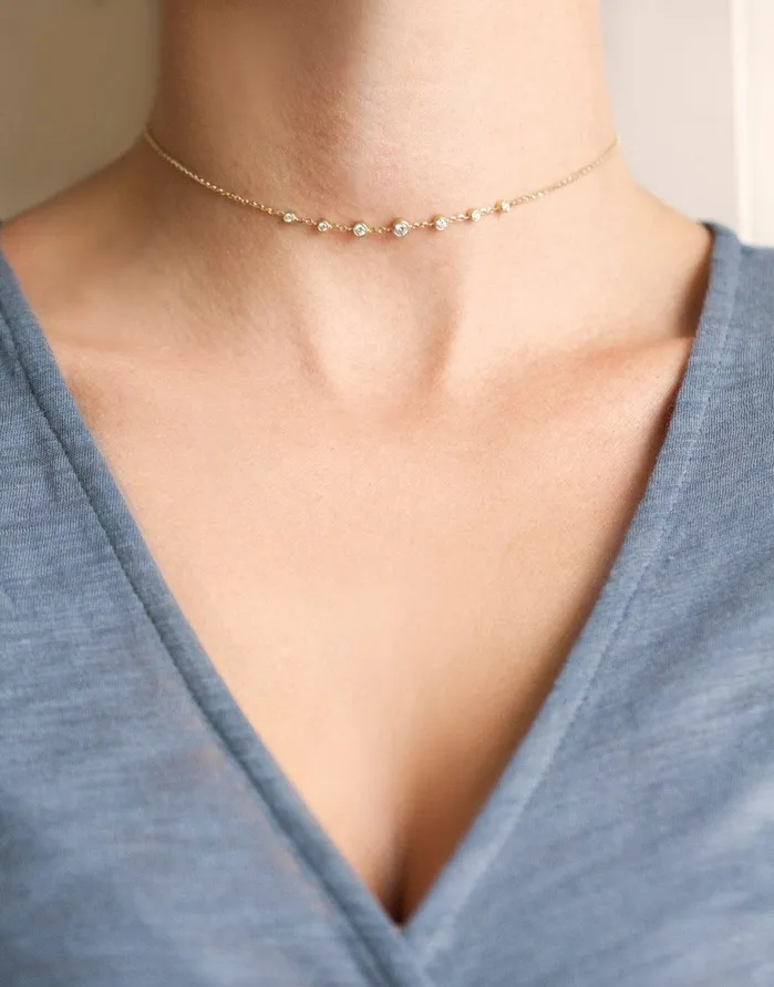 Diamond Choker Gold Choker Necklace Capucinne Necklaces