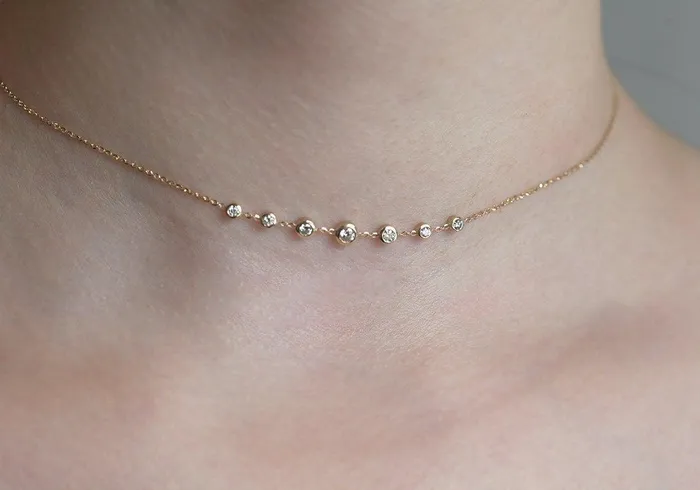 Diamond Choker Gold Choker Necklace Capucinne Necklaces