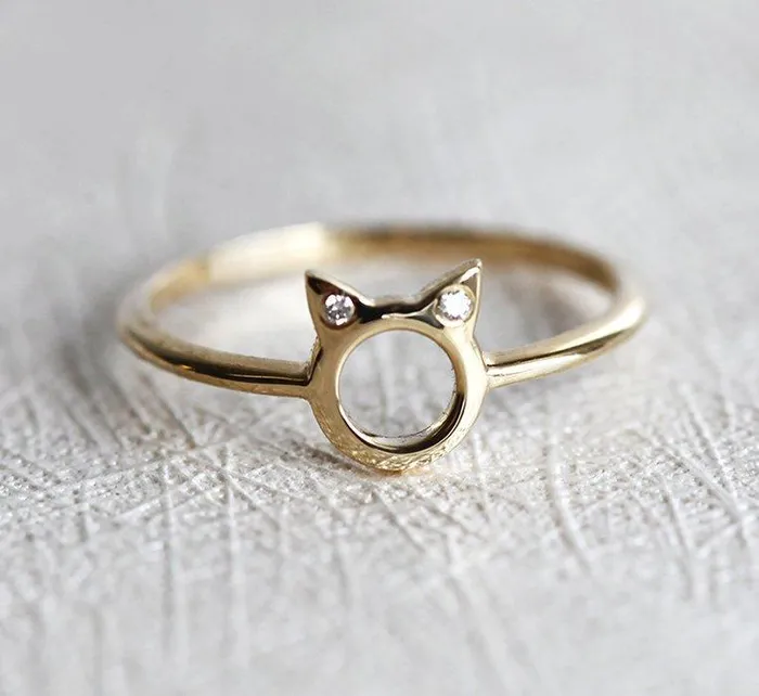 Diamond Ring Cat Ears Ring dreamofopal Rings