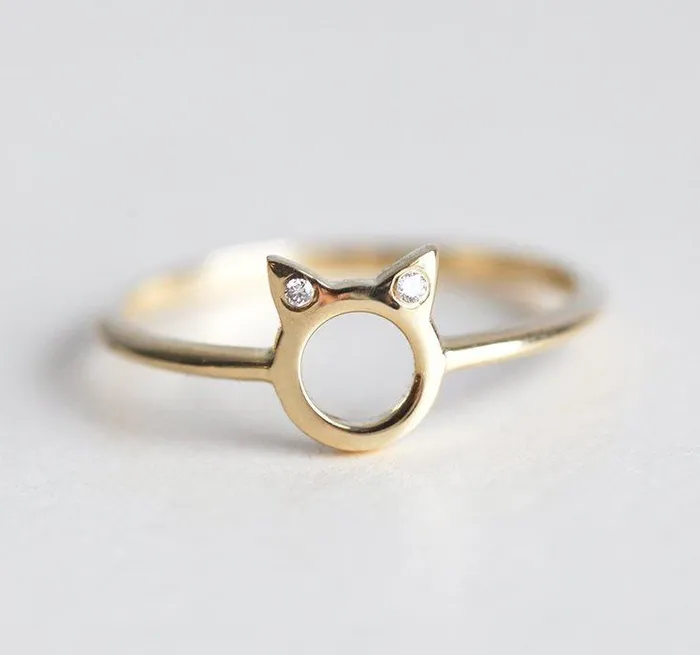Diamond Ring Cat Ears Ring dreamofopal Rings