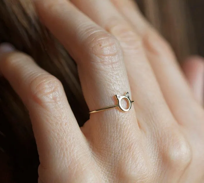 Diamond Ring Cat Ears Ring dreamofopal Rings