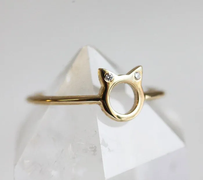 Diamond Ring Cat Ears Ring dreamofopal Rings