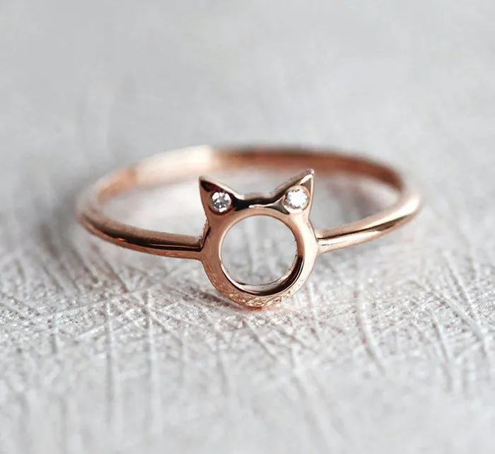 Diamond Ring Cat Ears Ring dreamofopal Rings