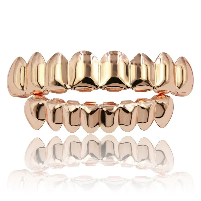 Dropshipped via Social Commerce Network CALANDIS 18K Golden Plated Grills 8 Teeth Grill Set Halloween Vampire Props Rose Gold PreStyled Sets Dropshipped via Social Commerce Network CALANDIS 18K Golden Plated Grills 8 Teeth Grill Set Halloween Vampire Props Rose Gold PreStyled Sets