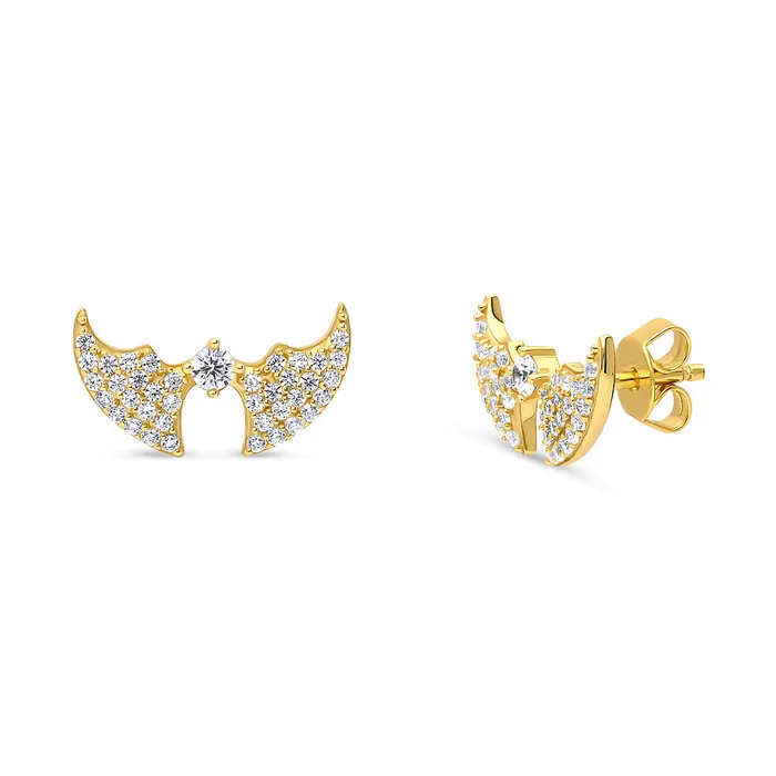 Earrings BERRICLE Bat CZ Stud Earrings in Gold Flashed Sterling Silver