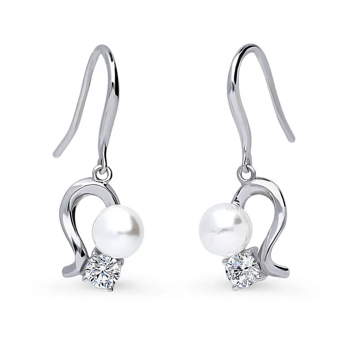 Earrings BERRICLE Bead Imitation Pearl Fish Hook Earrings in Sterling Silver Earrings BERRICLE Bead Imitation Pearl Fish Hook Earrings in Sterling Silver