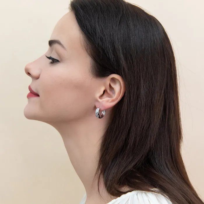 Earrings BERRICLE Dome CZ Medium Hoop Earrings in Sterling Silver 077