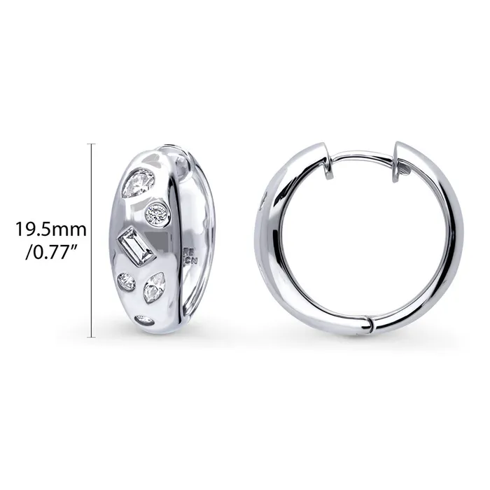 Earrings BERRICLE Dome CZ Medium Hoop Earrings in Sterling Silver 077