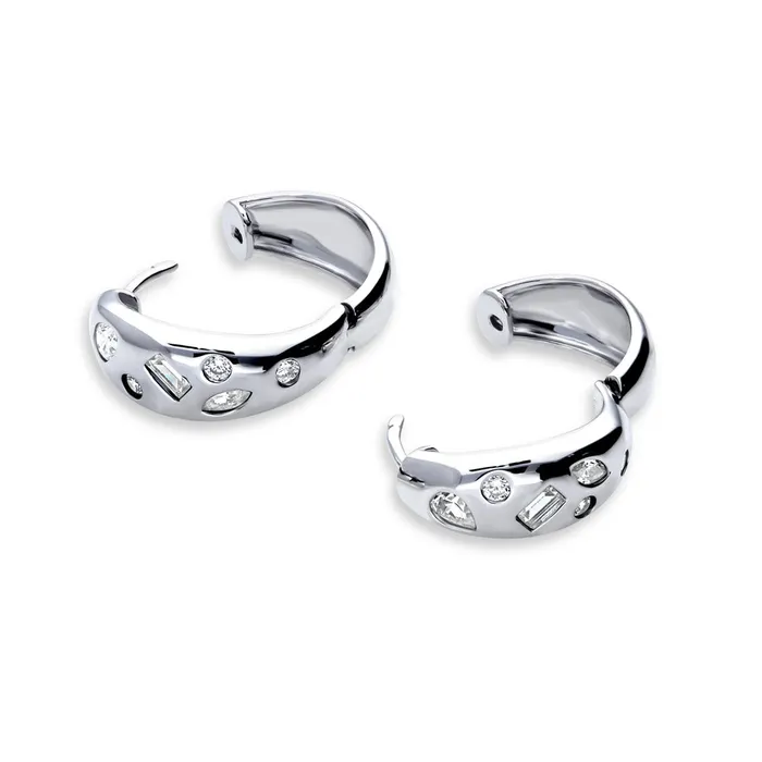 Earrings BERRICLE Dome CZ Medium Hoop Earrings in Sterling Silver 077
