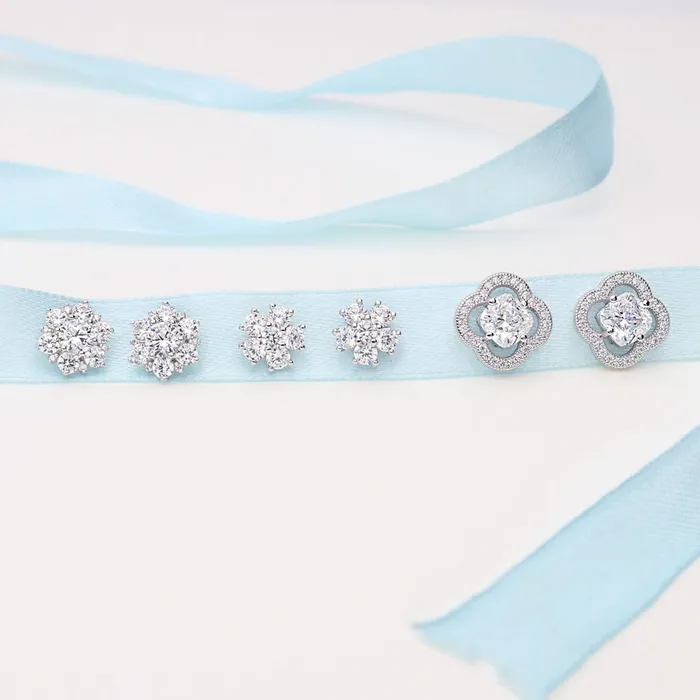 Earrings BERRICLE Flower CZ Stud Earrings in Sterling Silver