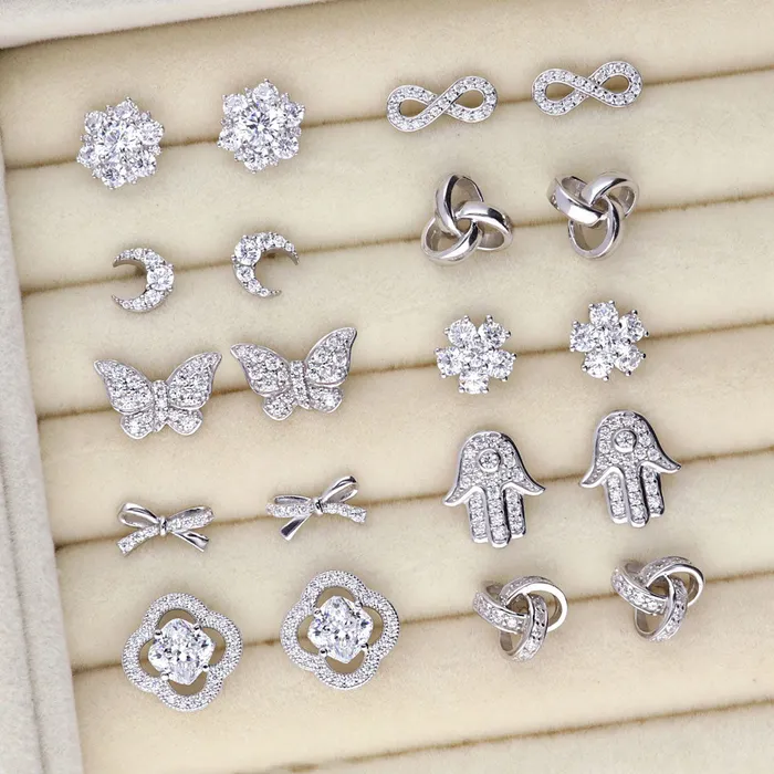 Earrings BERRICLE Flower CZ Stud Earrings in Sterling Silver