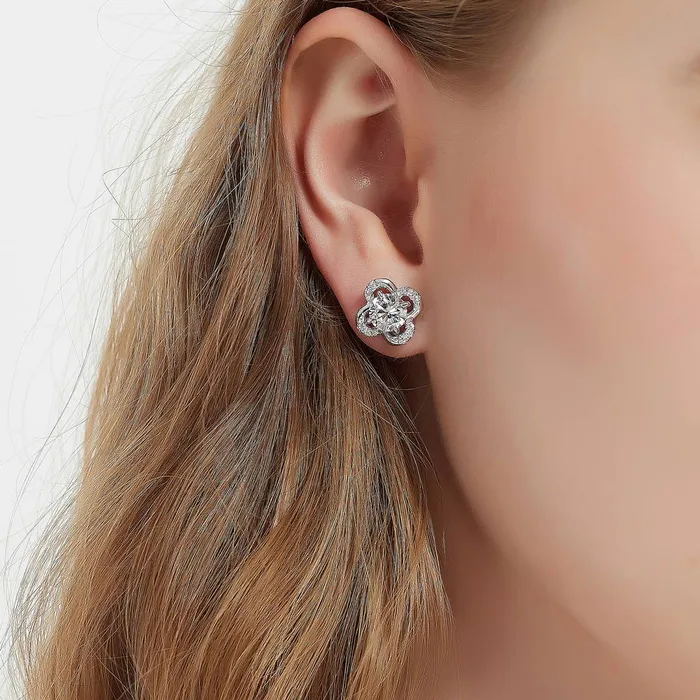 Earrings BERRICLE Flower CZ Stud Earrings in Sterling Silver