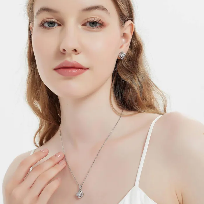 Earrings BERRICLE Flower CZ Stud Earrings in Sterling Silver