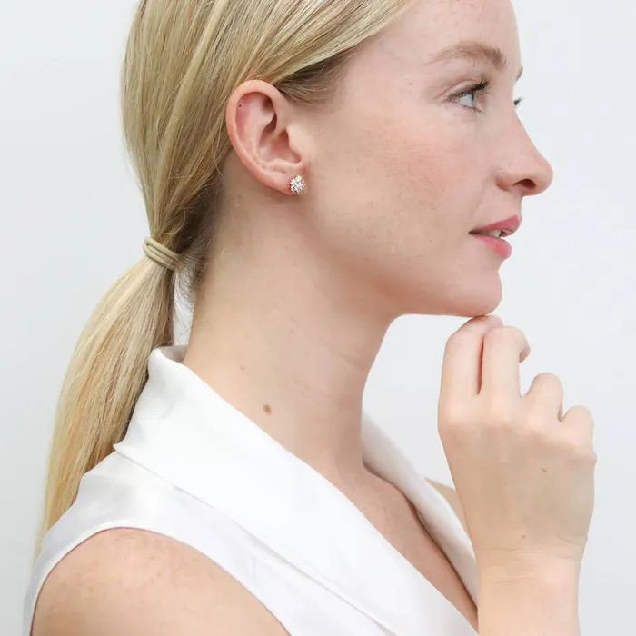 Earrings BERRICLE Flower CZ Stud Earrings in Sterling Silver
