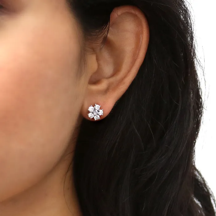 Earrings BERRICLE Flower CZ Stud Earrings in Sterling Silver