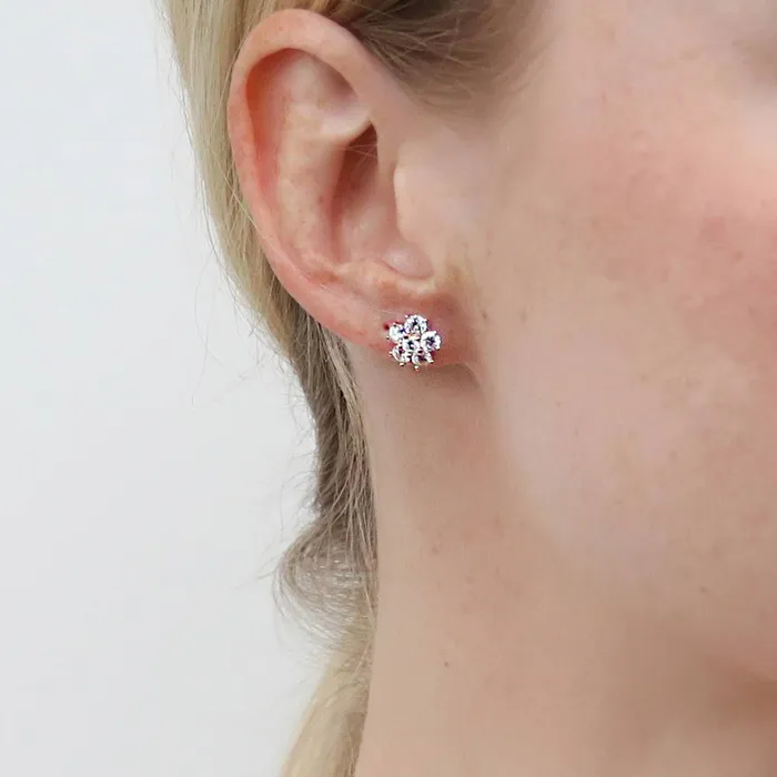 Earrings BERRICLE Flower CZ Stud Earrings in Sterling Silver