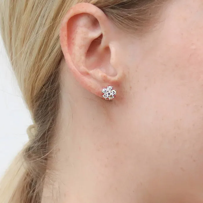 Earrings BERRICLE Flower CZ Stud Earrings in Sterling Silver