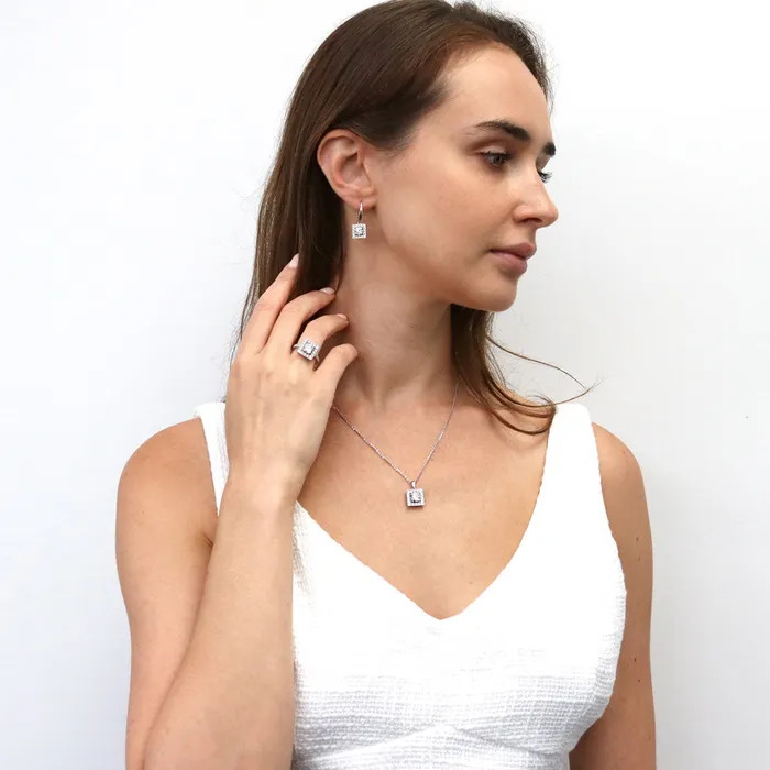 Earrings BERRICLE Halo CZ Leverback Earrings in Sterling Silver
