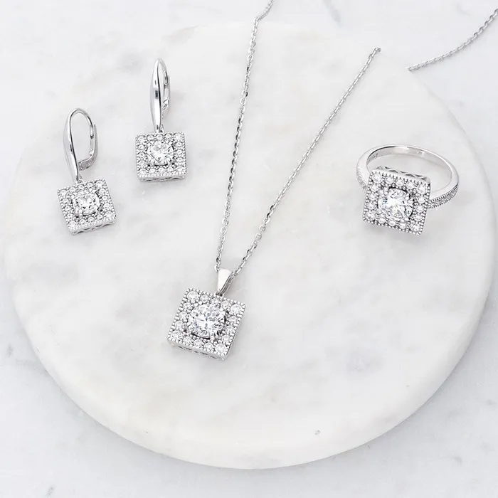 Earrings BERRICLE Halo CZ Leverback Earrings in Sterling Silver