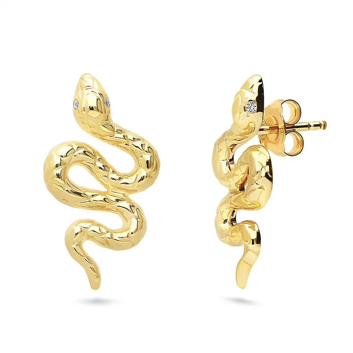 Earrings BERRICLE Snake CZ Stud Earrings in Sterling Silver
