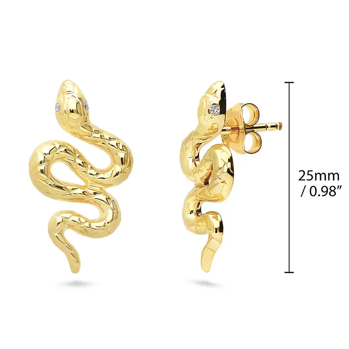 Earrings BERRICLE Snake CZ Stud Earrings in Sterling Silver