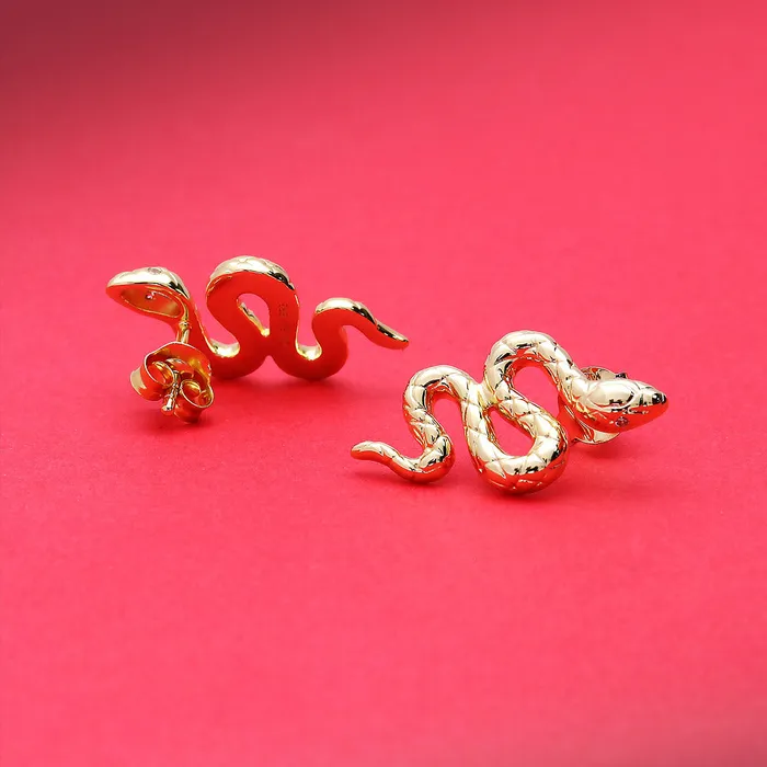 Earrings BERRICLE Snake CZ Stud Earrings in Sterling Silver