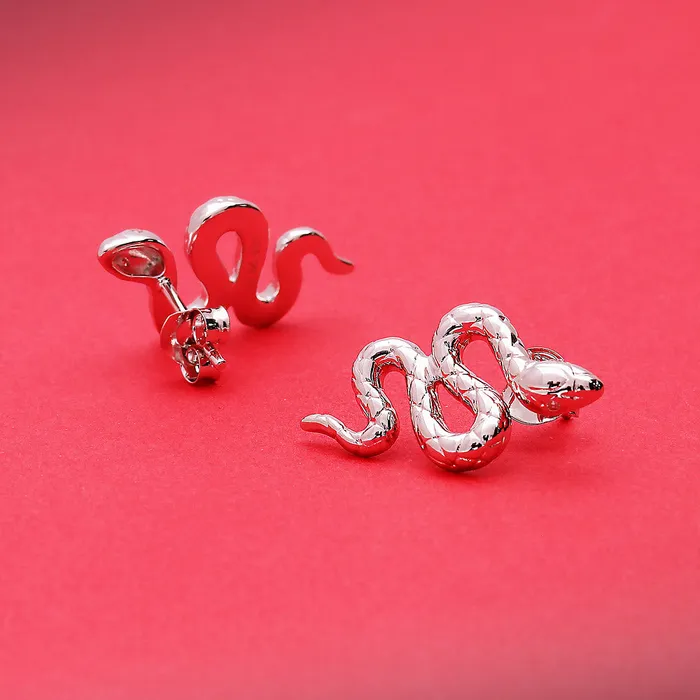 Earrings BERRICLE Snake CZ Stud Earrings in Sterling Silver
