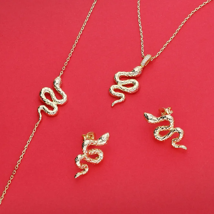 Earrings BERRICLE Snake CZ Stud Earrings in Sterling Silver