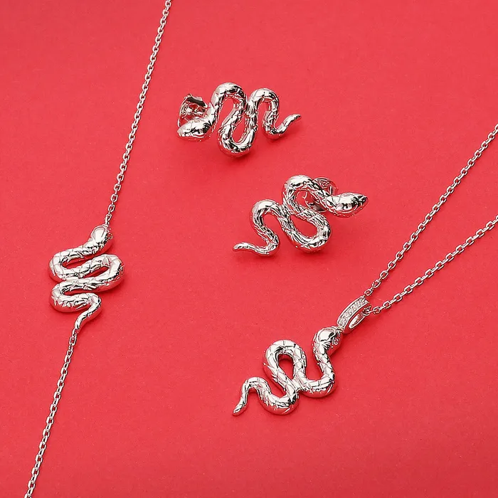 Earrings BERRICLE Snake CZ Stud Earrings in Sterling Silver