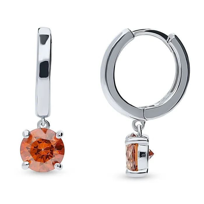 Earrings BERRICLE Solitaire Caramel CZ Earrings in Sterling Silver 16ct