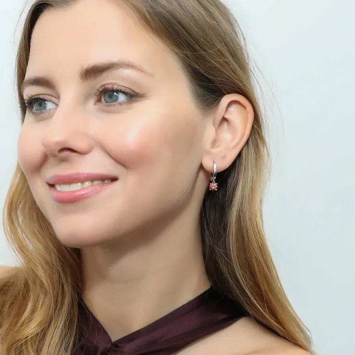 Earrings BERRICLE Solitaire Caramel CZ Earrings in Sterling Silver 16ct