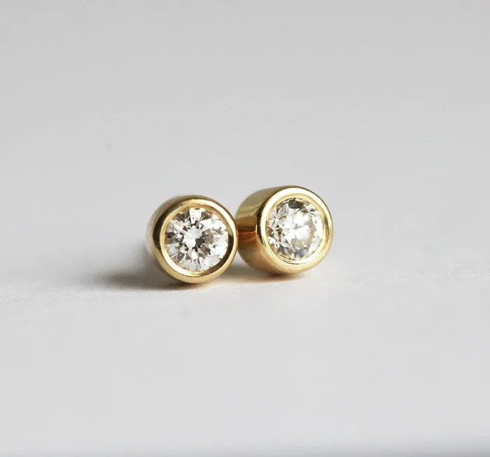 Earrings Capucinne Simple Diamond Earrings Gold Diamond Stud Earrings