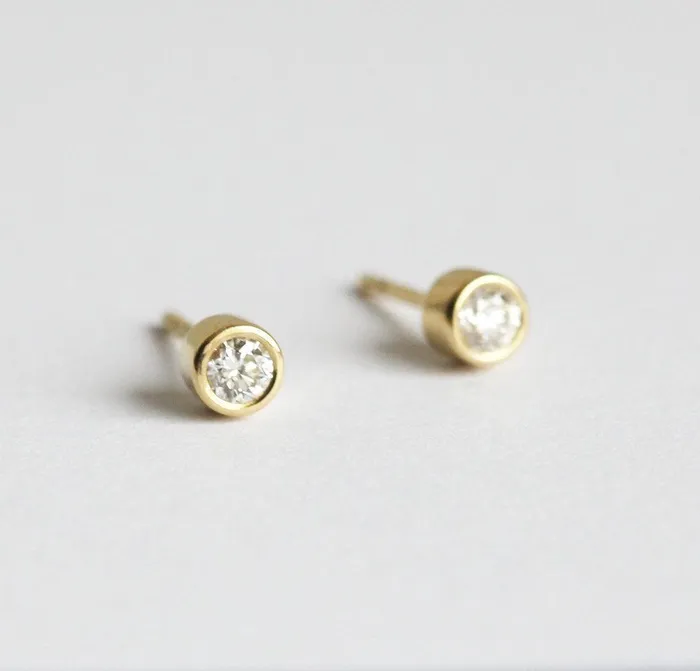 Earrings Capucinne Simple Diamond Earrings Gold Diamond Stud Earrings