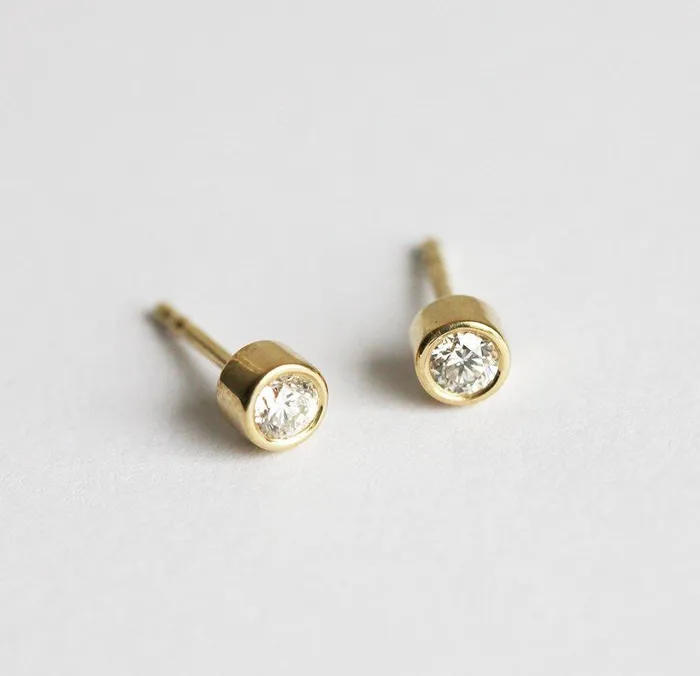 Earrings Capucinne Simple Diamond Earrings Gold Diamond Stud Earrings