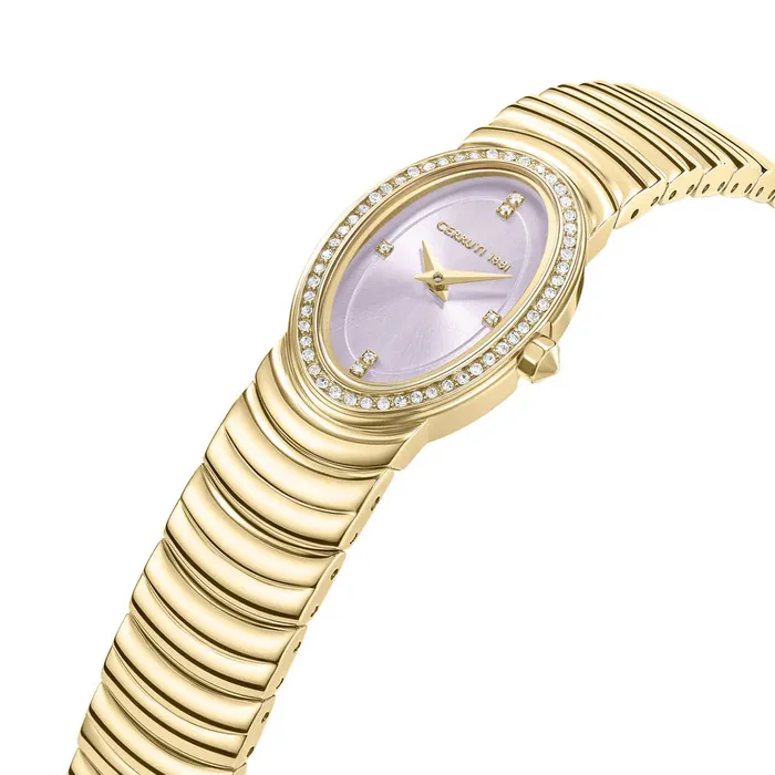 Earrings Cerruti 1881 Norcia Ladies Lilac Dial GoldTone Stainless Steel Watch Cerruti