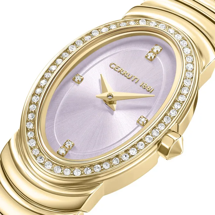 Earrings Cerruti 1881 Norcia Ladies Lilac Dial GoldTone Stainless Steel Watch Cerruti