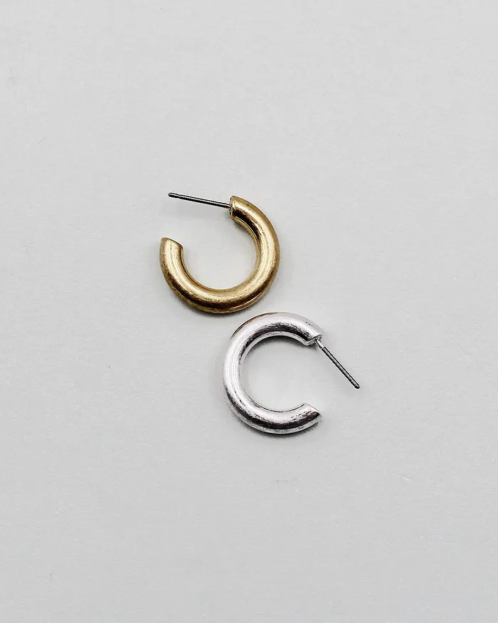 Earrings check050322 20mm Matt Metal Hoop Earrings