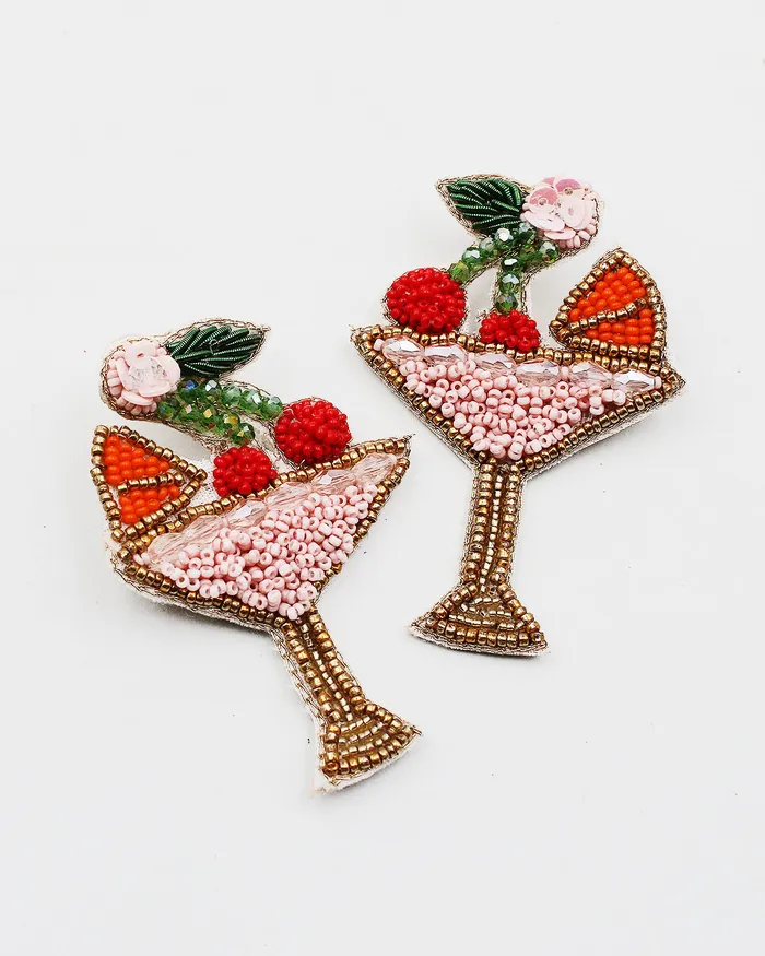 Earrings Cocktail Glass Beaded Earrings 05172023