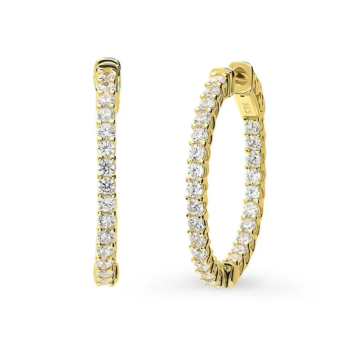 Earrings CZ Medium InsideOut Hoop Earrings in Sterling Silver 1 BERRICLE