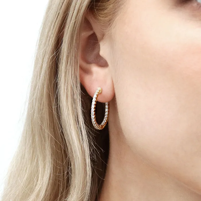 Earrings CZ Medium InsideOut Hoop Earrings in Sterling Silver 1 BERRICLE
