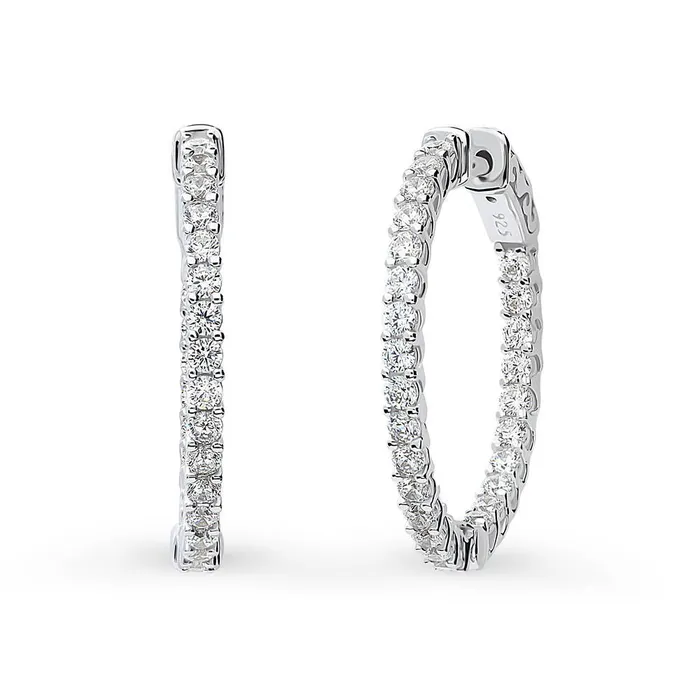Earrings CZ Medium InsideOut Hoop Earrings in Sterling Silver 1 BERRICLE