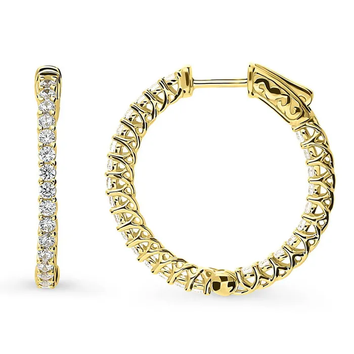 Earrings CZ Medium InsideOut Hoop Earrings in Sterling Silver 1 BERRICLE