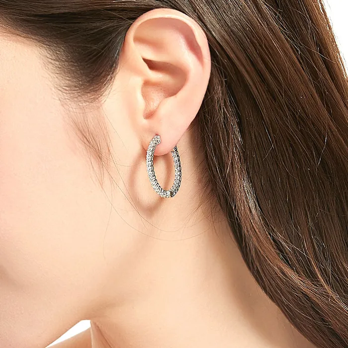 Earrings CZ Medium InsideOut Hoop Earrings in Sterling Silver 1 BERRICLE